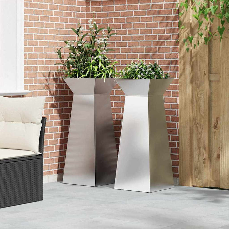 vidaXL Pillér Ültető 2 pcs Ezüst 40 x 40 x 100 cm Acél