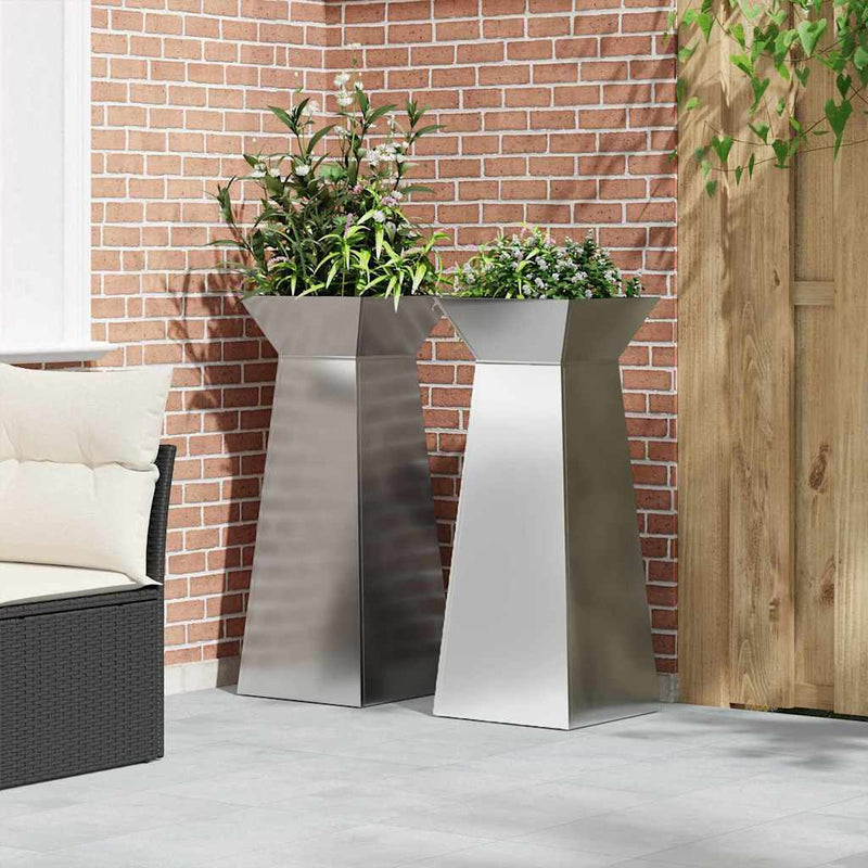vidaXL Pillér Ültető 2 pcs Ezüst 40 x 40 x 100 cm Acél