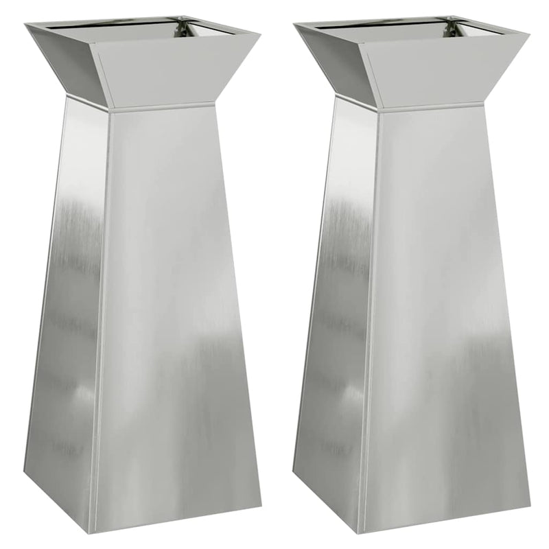 vidaXL Pillér Ültető 2 pcs Ezüst 40 x 40 x 100 cm Acél