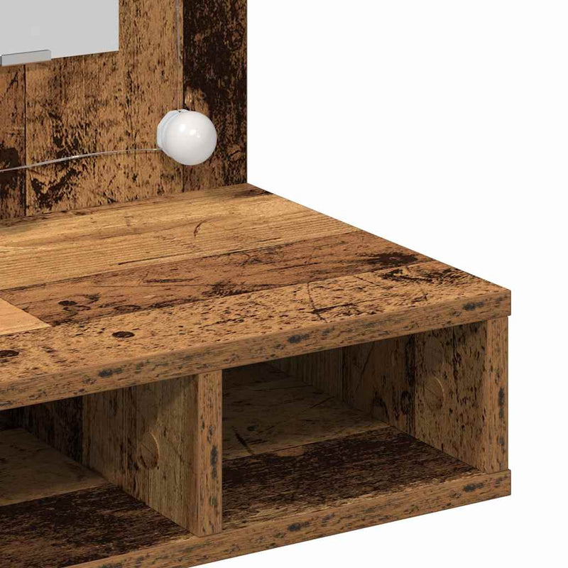 vidaXL Tükörszekrény polcokkal Régi fa 62 x 31,5 x 62 cm Faanyag