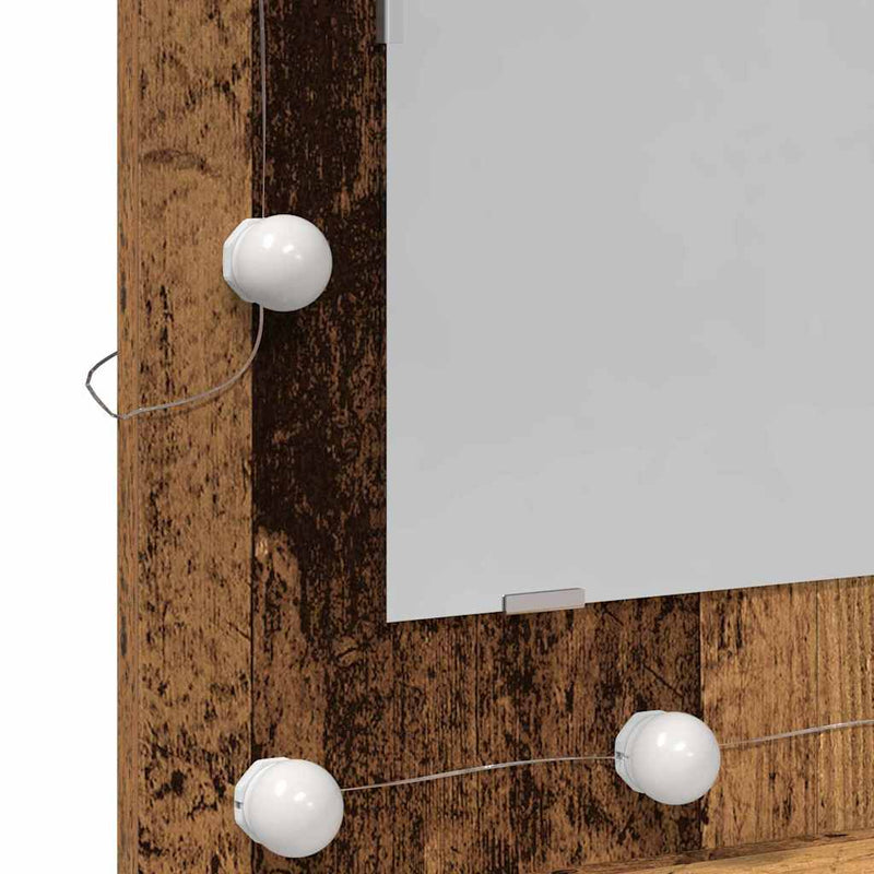 vidaXL Tükörszekrény polcokkal Régi fa 62 x 31,5 x 62 cm Faanyag