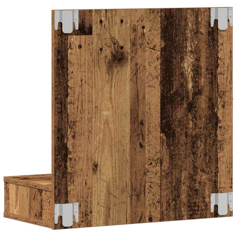 vidaXL Tükörszekrény polcokkal Régi fa 62 x 31,5 x 62 cm Faanyag