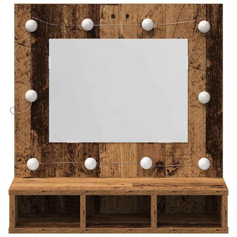 vidaXL Tükörszekrény polcokkal Régi fa 62 x 31,5 x 62 cm Faanyag