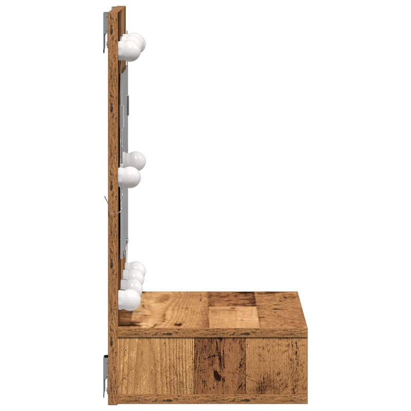 vidaXL Tükörszekrény polcokkal Régi fa 62 x 31,5 x 62 cm Faanyag