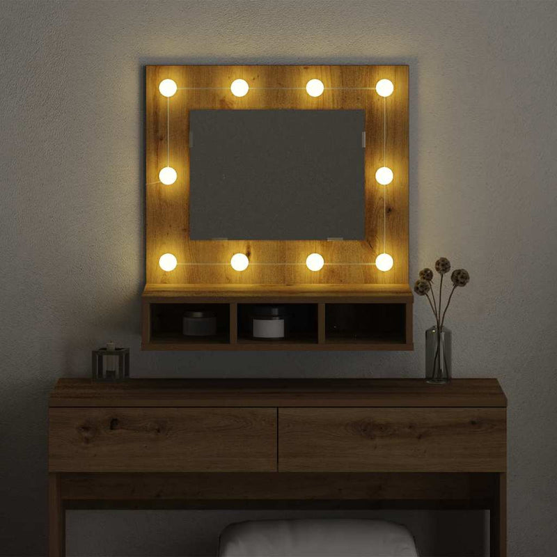 vidaXL Tükörszekrény tükörrel kézműves tölgy 62 x 31,5 x 62 cm Faanyag