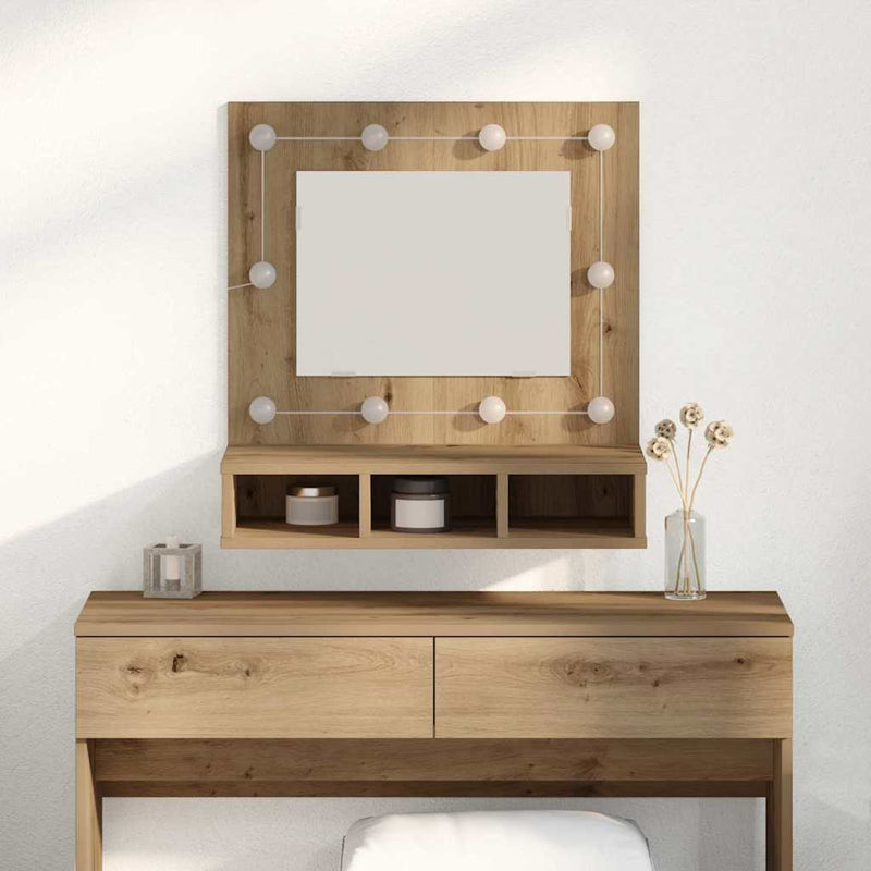 vidaXL Tükörszekrény tükörrel kézműves tölgy 62 x 31,5 x 62 cm Faanyag