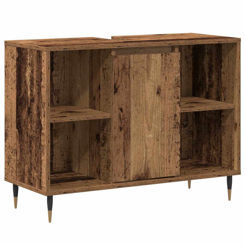 vidaXL Fürdőszoba Székény polcokkal Régi fa 80 x 33 x 60 cm Faanyag