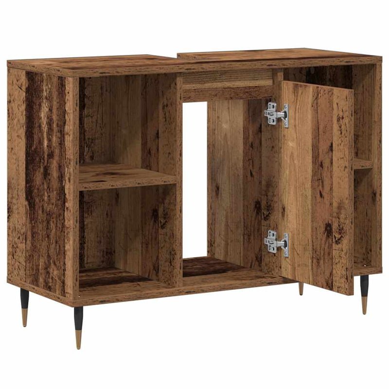 vidaXL Fürdőszoba Székény polcokkal Régi fa 80 x 33 x 60 cm Faanyag
