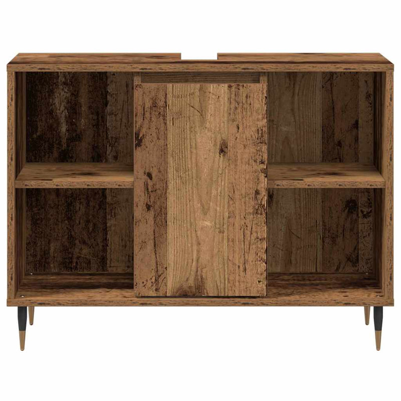 vidaXL Fürdőszoba Székény polcokkal Régi fa 80 x 33 x 60 cm Faanyag