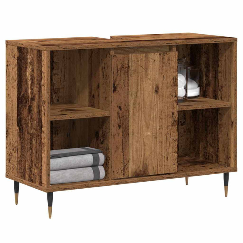 vidaXL Fürdőszoba Székény polcokkal Régi fa 80 x 33 x 60 cm Faanyag