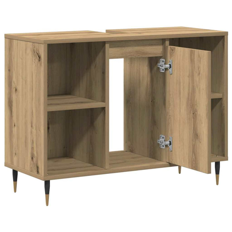 vidaXL Fürdőszoba Székény kézműves tölgy 80 x 33 x 60 cm Faanyag