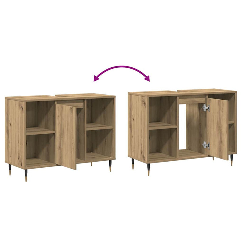 vidaXL Fürdőszoba Székény kézműves tölgy 80 x 33 x 60 cm Faanyag