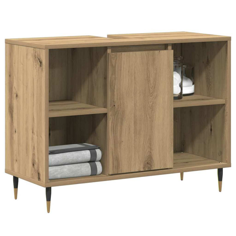 vidaXL Fürdőszoba Székény kézműves tölgy 80 x 33 x 60 cm Faanyag