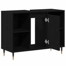 vidaXL Fürdőszoba Székény polcokkal Fekete 80 x 33 x 60 cm Faanyag