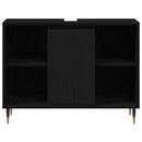 vidaXL Fürdőszoba Székény polcokkal Fekete 80 x 33 x 60 cm Faanyag