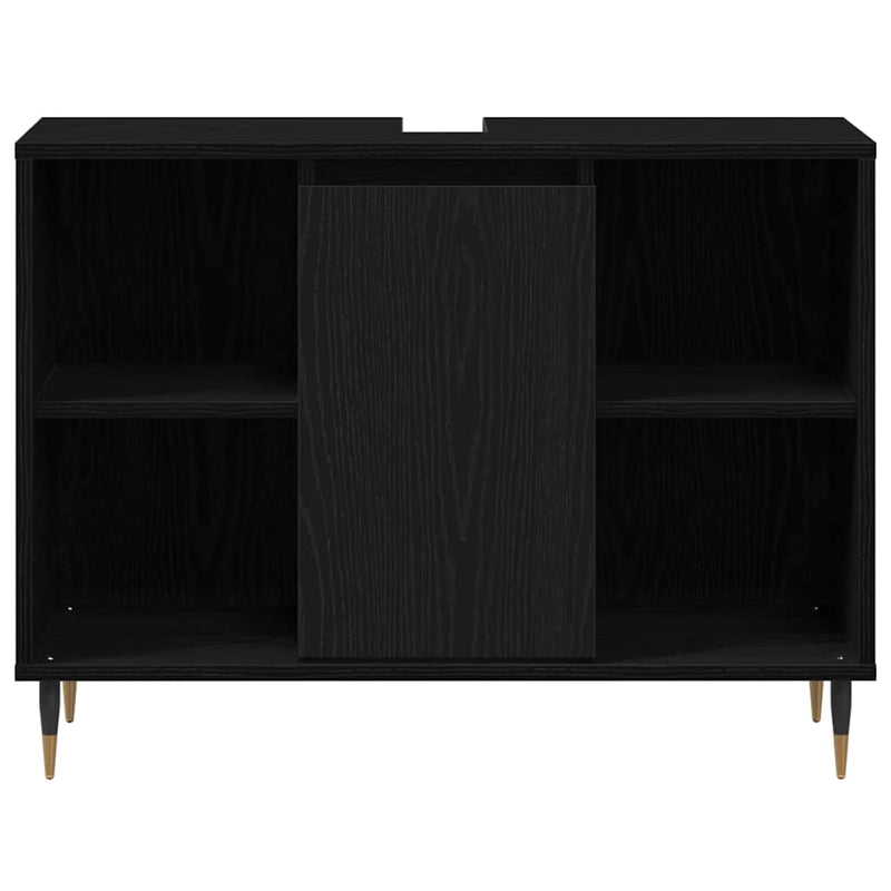 vidaXL Fürdőszoba Székény ajtóval Musta tammi 80 x 33 x 60 cm Faanyag