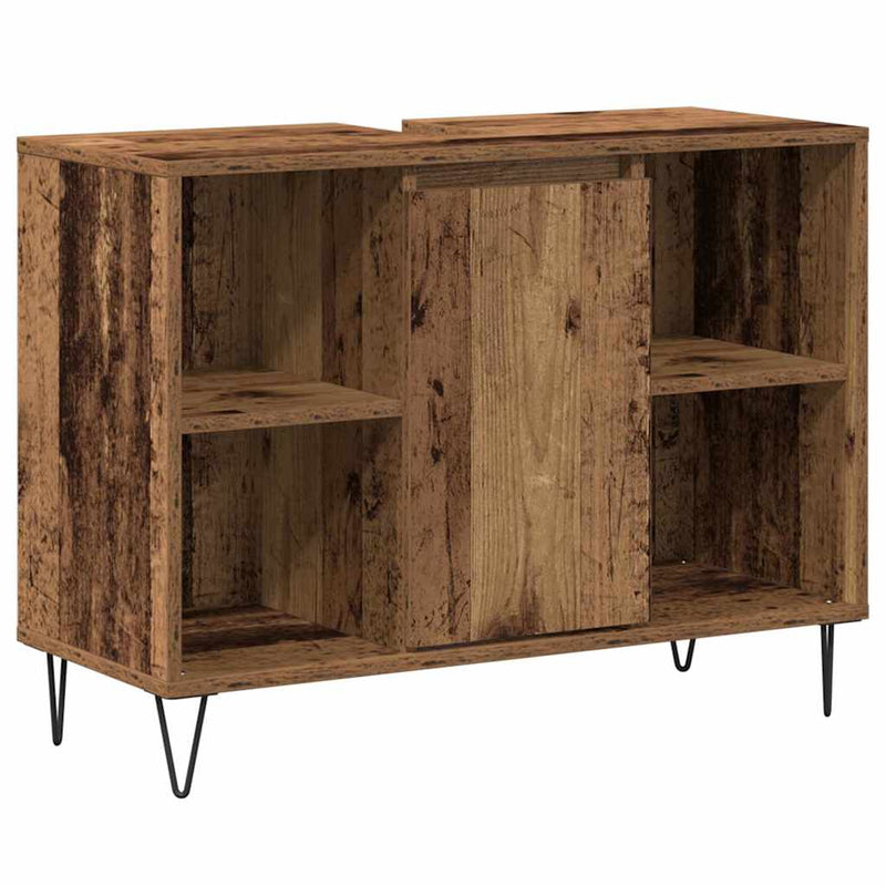 vidaXL Fürdőszoba Székény polcokkal Régi fa 80 x 33 x 60 cm Faanyag