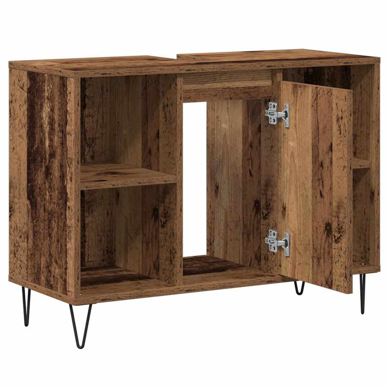 vidaXL Fürdőszoba Székény polcokkal Régi fa 80 x 33 x 60 cm Faanyag