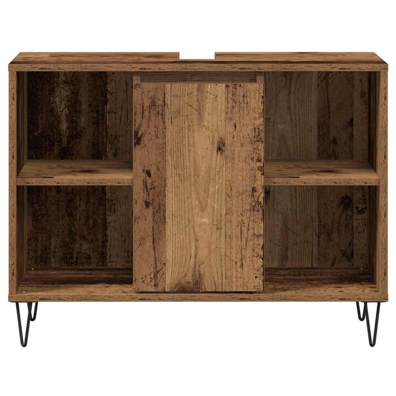 vidaXL Fürdőszoba Székény polcokkal Régi fa 80 x 33 x 60 cm Faanyag