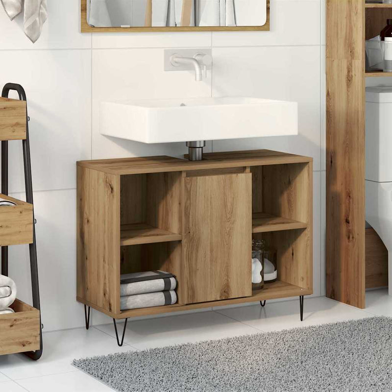 vidaXL Fürdőszoba Székény kézműves tölgy 80 x 33 x 60 cm Faanyag