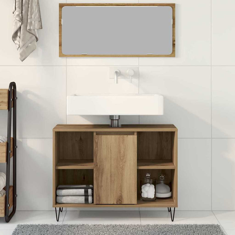 vidaXL Fürdőszoba Székény kézműves tölgy 80 x 33 x 60 cm Faanyag