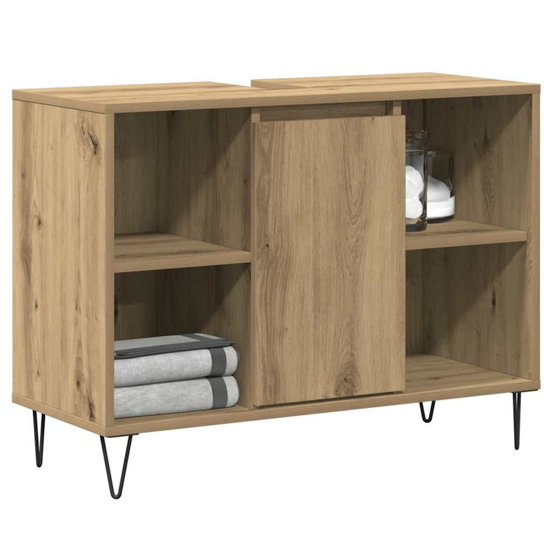vidaXL Fürdőszoba Székény kézműves tölgy 80 x 33 x 60 cm Faanyag