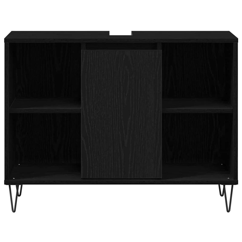 vidaXL Fürdőszoba Székény ajtóval Musta tammi 80 x 33 x 60 cm Faanyag