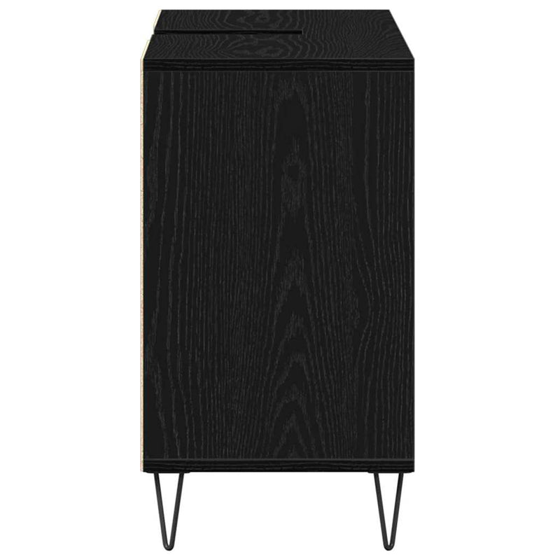 vidaXL Fürdőszoba Székény ajtóval Musta tammi 80 x 33 x 60 cm Faanyag