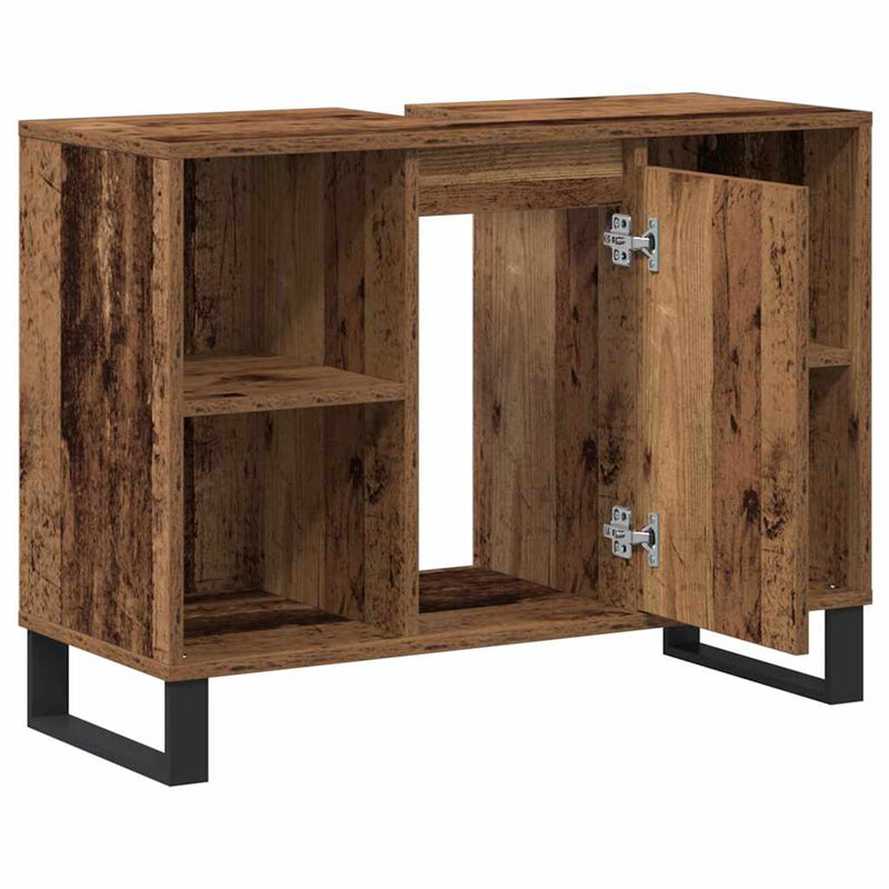 vidaXL Fürdőszoba Székény polcokkal Régi fa 80 x 33 x 60 cm Faanyag