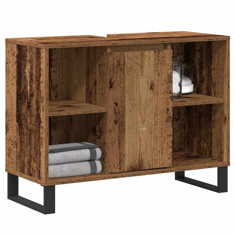 vidaXL Fürdőszoba Székény polcokkal Régi fa 80 x 33 x 60 cm Faanyag