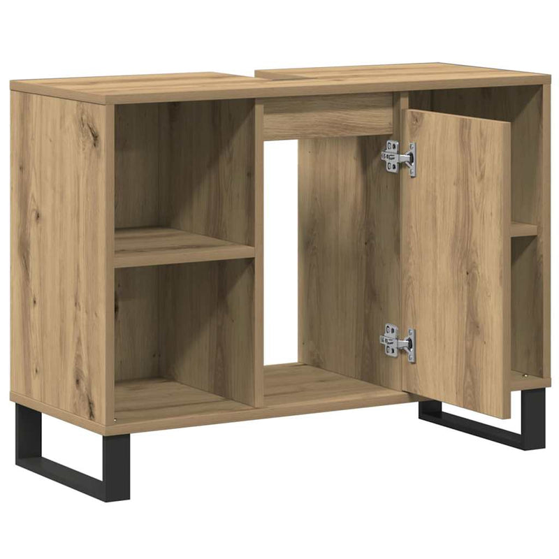 vidaXL Fürdőszoba Székény kézműves tölgy 80 x 33 x 60 cm Faanyag