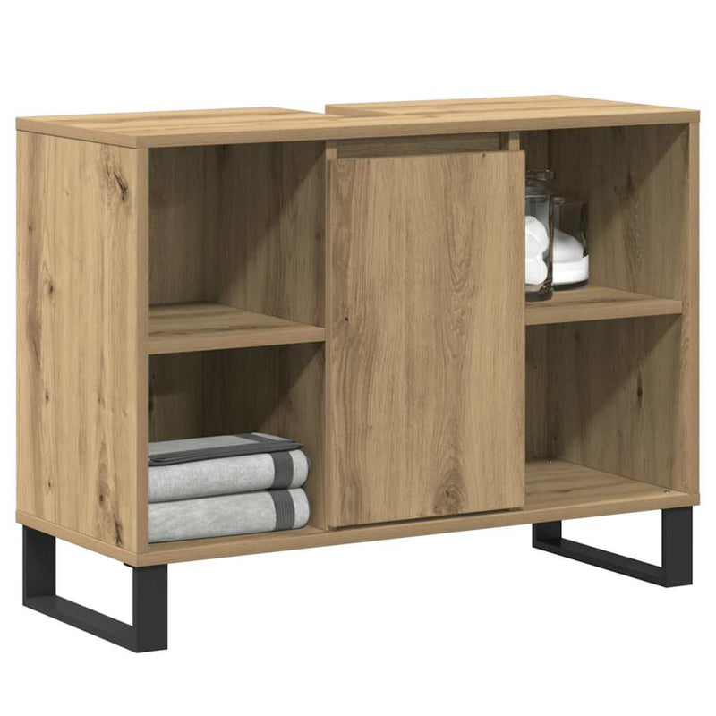 vidaXL Fürdőszoba Székény kézműves tölgy 80 x 33 x 60 cm Faanyag