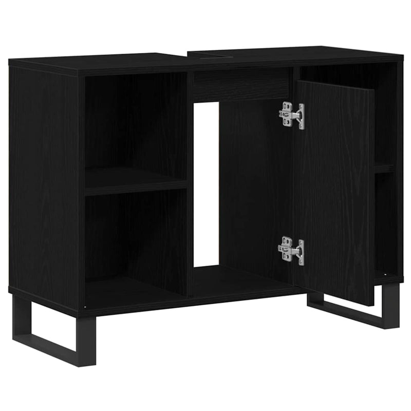 vidaXL Fürdőszoba Székény ajtóval Musta tammi 80 x 33 x 60 cm Faanyag