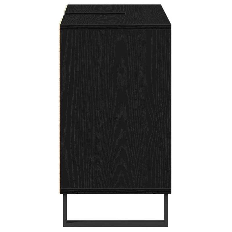 vidaXL Fürdőszoba Székény ajtóval Musta tammi 80 x 33 x 60 cm Faanyag