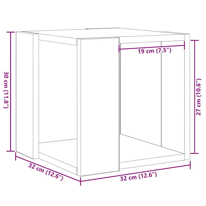 vidaXL Dohányzóasztal kézműves tölgy 32 x 32 x 30 cm Faanyag