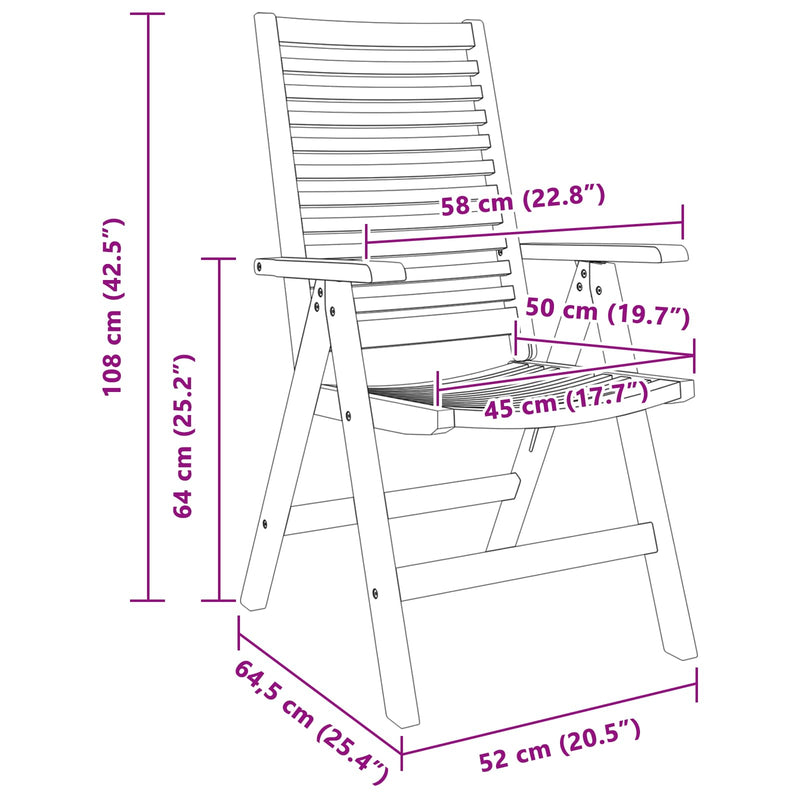 vidaXL Kerti Szék 4 pcs Barna 52 x 64.5 x 108 cm Tömör tíkfa