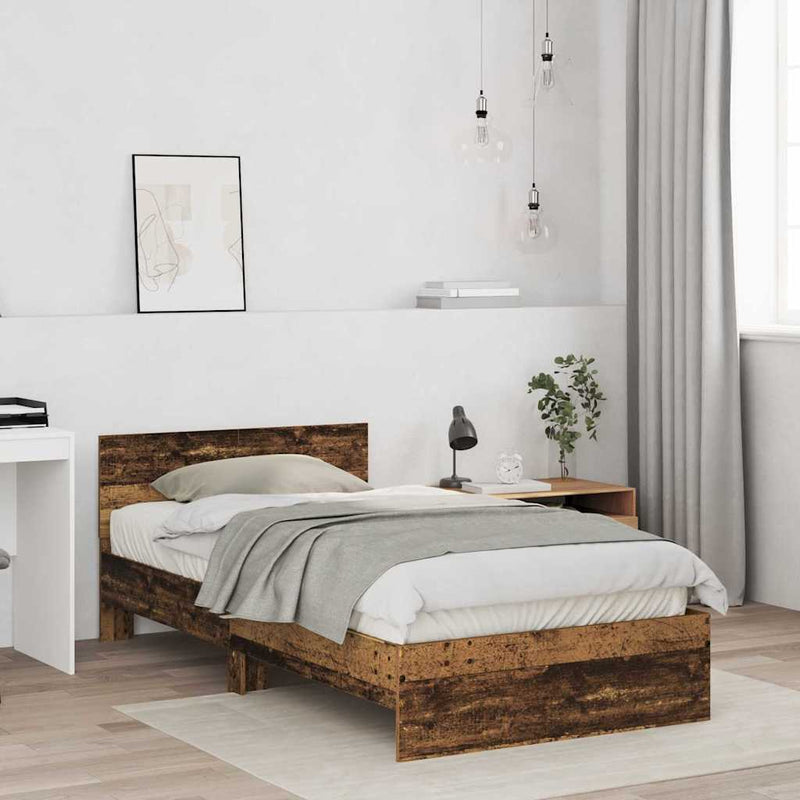 vidaXL Ágykeret fejtámlával Öreg fa 100 x 200 cm Faanyag