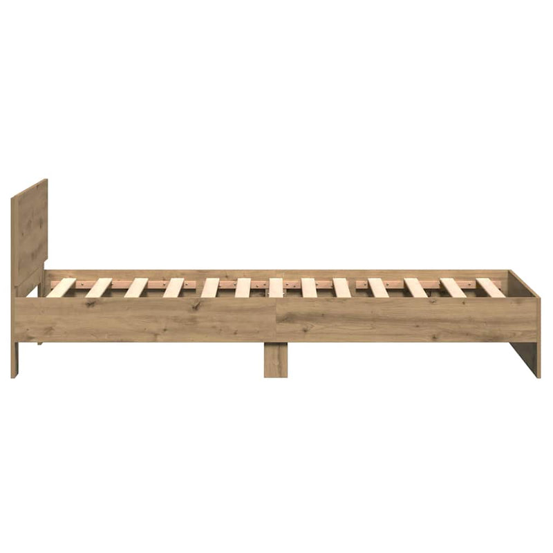 vidaXL Ágykeret fejtámlával Artisan tölgy 100 x 200 cm Faanyag