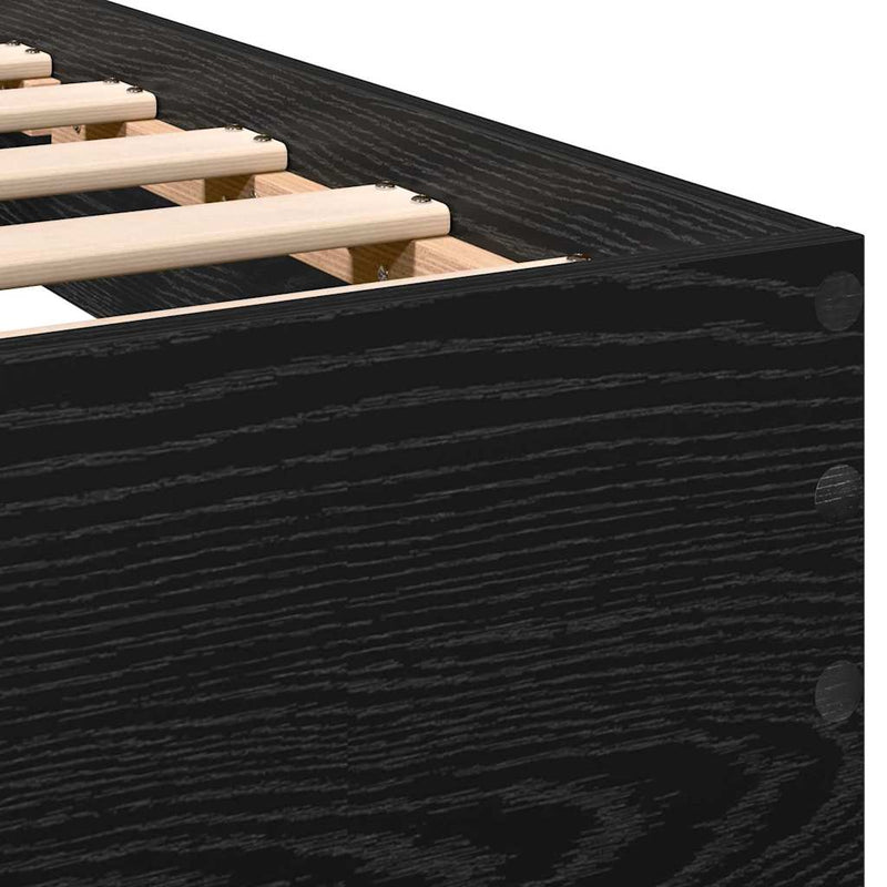 vidaXL Ágykeret fejtámlával Fekete tölgy 100 x 200 cm Faanyag