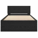 vidaXL Ágykeret fejtámlával Fekete tölgy 100 x 200 cm Faanyag
