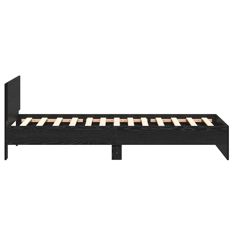 vidaXL Ágykeret fejtámlával Fekete tölgy 100 x 200 cm Faanyag