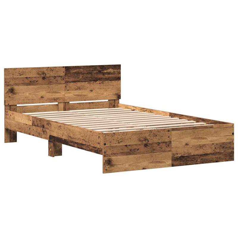 vidaXL Ágykeret fejtámlával Öreg fa 120 x 190 cm Faanyag