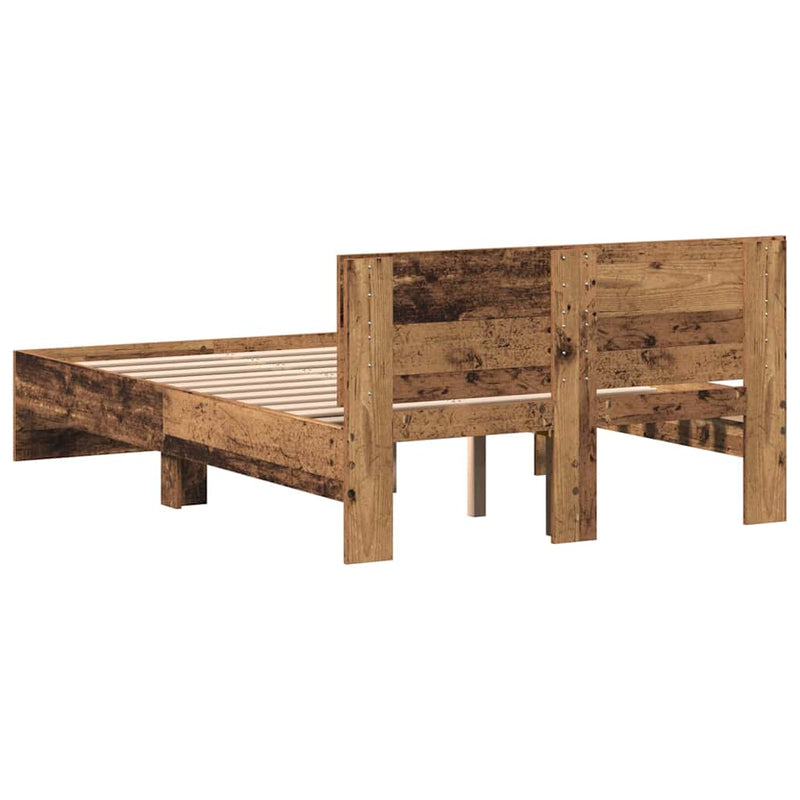 vidaXL Ágykeret fejtámlával Öreg fa 120 x 190 cm Faanyag