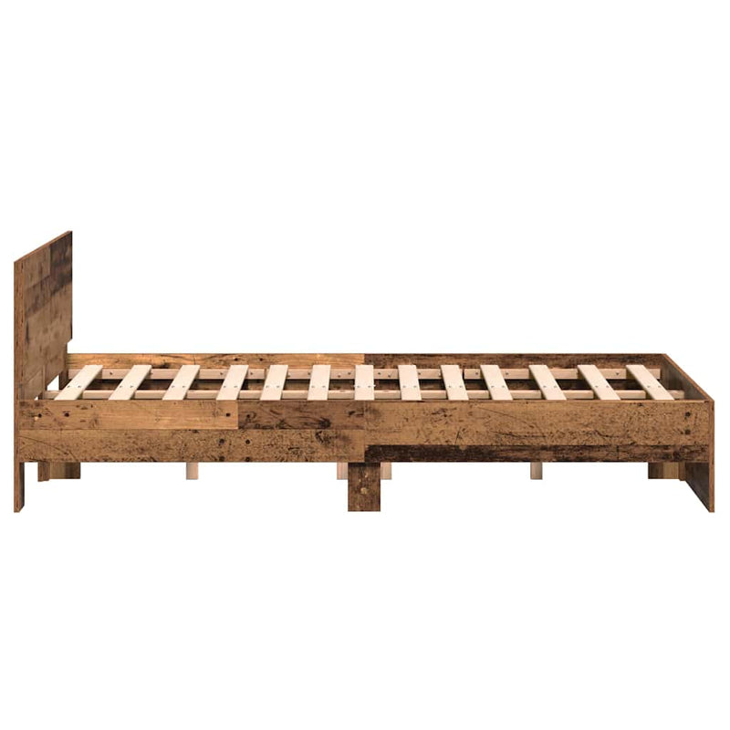 vidaXL Ágykeret fejtámlával Öreg fa 120 x 190 cm Faanyag