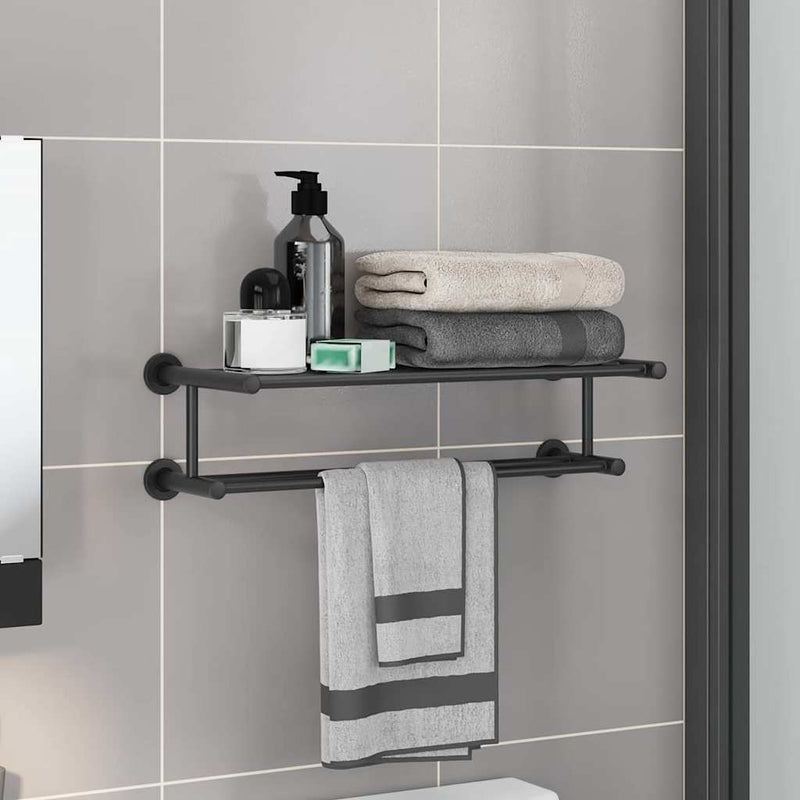 vidaXL Törölközőtartó Fekete 61 x 23 x 17 cm Rozsdamentes acél