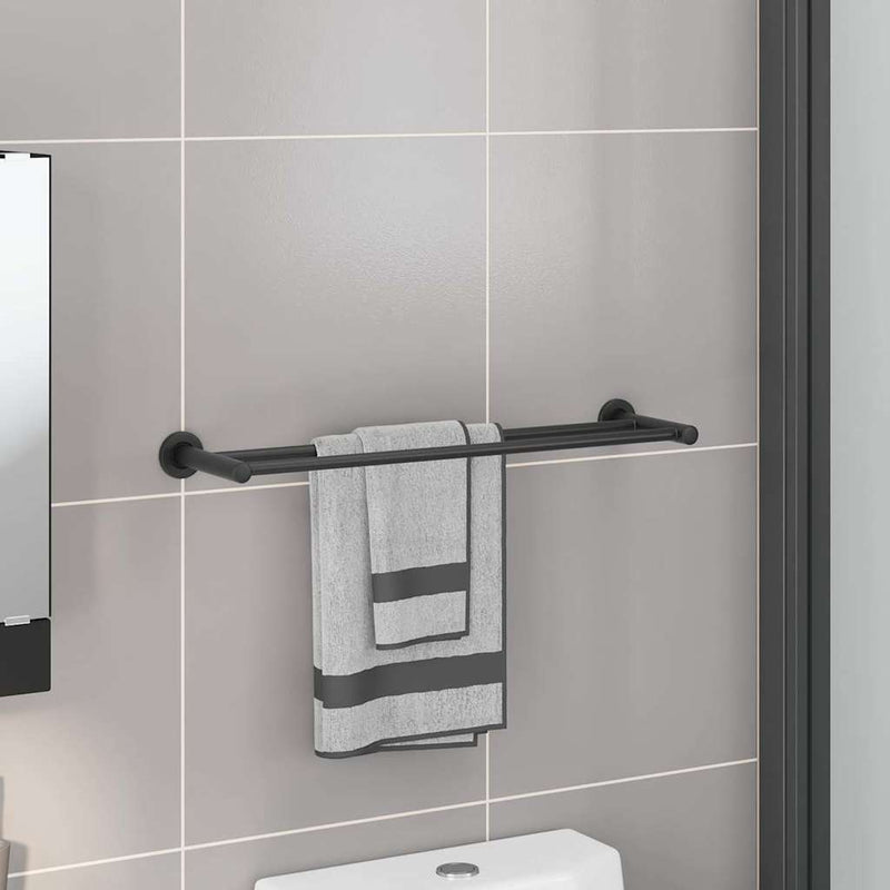 vidaXL Törölközőtartó Fekete 61 x 14.5 x 5 cm Rozsdamentes acél