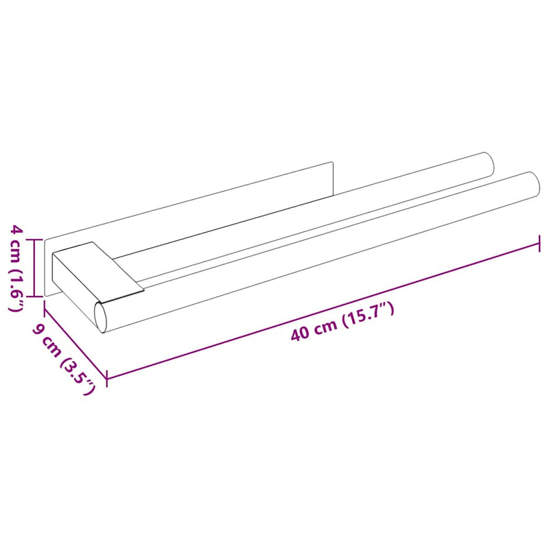 vidaXL Törölközőtartó Ezüst 40 x 9 x 4 cm Rozsdamentes acél