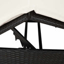 vidaXL Kettős Napozóágy Tetővel Fekete 205 x 129 x 200 cm PE rattan