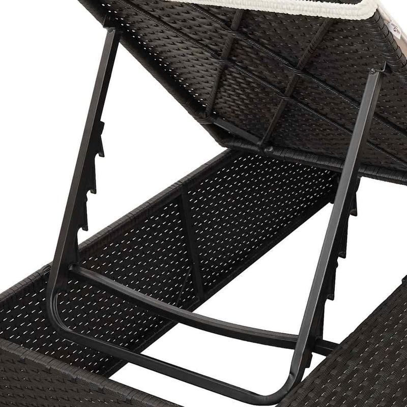vidaXL Kettős Napozóágy Tetővel Fekete 205 x 129 x 200 cm PE rattan