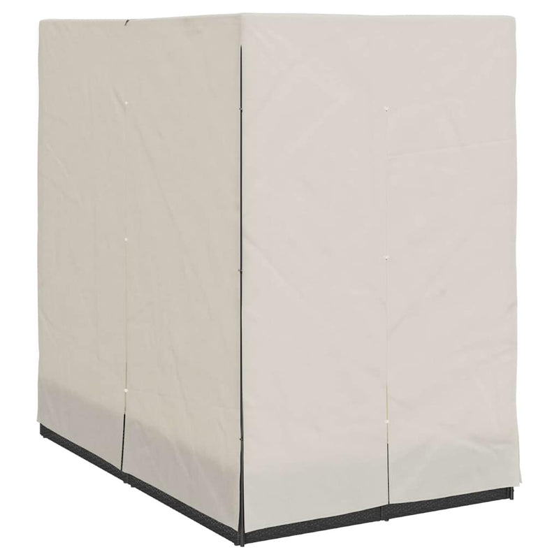vidaXL Kettős Napozóágy Tetővel Fekete 205 x 129 x 200 cm PE rattan